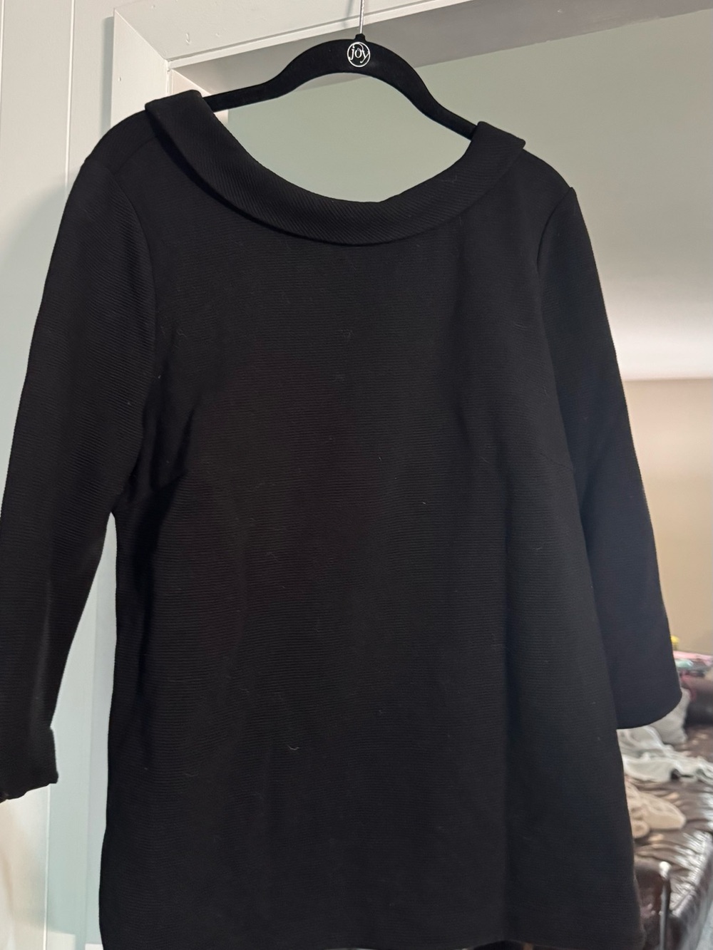 Boden Black Long Sleeve Top with Peter Pan Collar - Picture 3 of 5